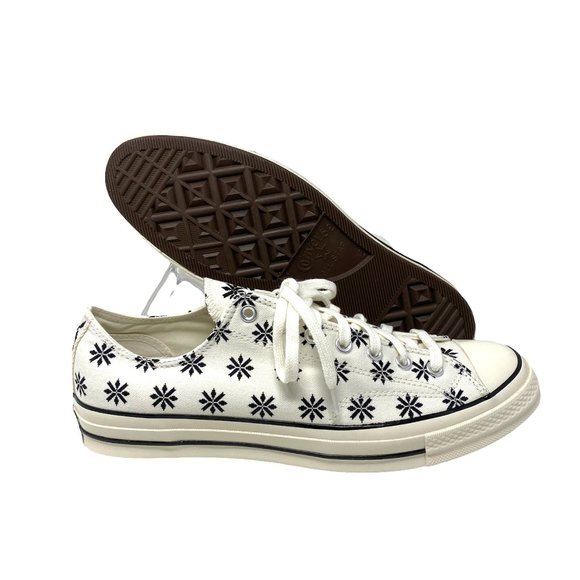 Converse Chuck 70 OX Egret Black White Low Top Shoes Men's Size Floral 169591C - Picture 5 of 10